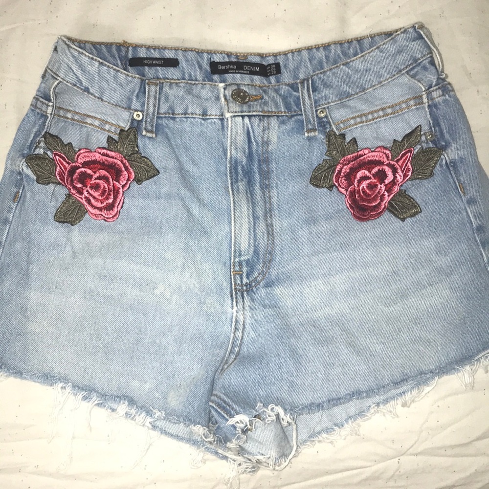 High waisted denim shorts